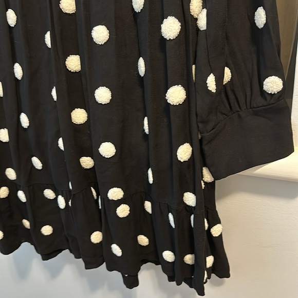 2️⃣ for $20 ZARA M 3D Pompom Polka Dots Black & White V Neck Long Sleeves Dress - Picture 5 of 9